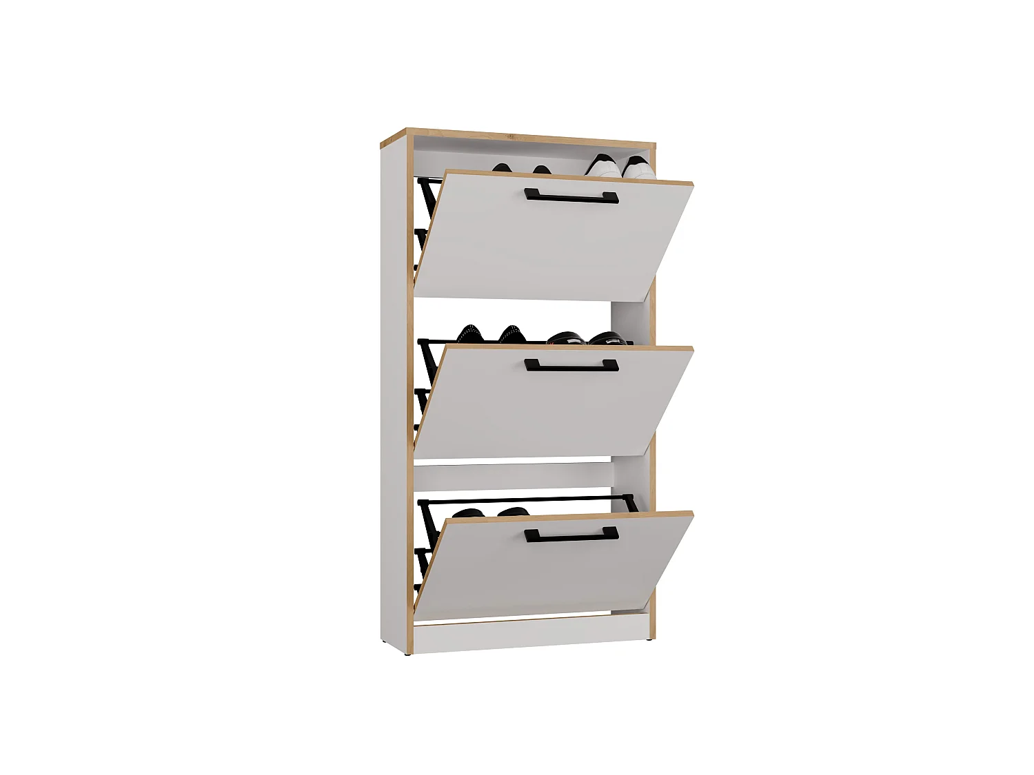 Scarpiera ingresso moderna 60x116x28 cm bianco e rovere SCAT3