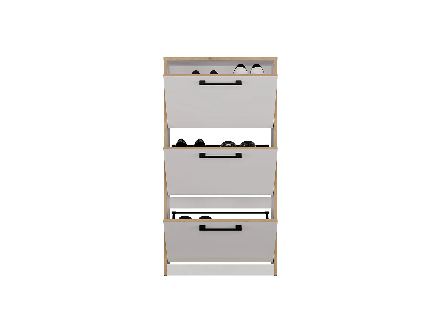 Scarpiera ingresso moderna 60x116x28 cm bianco e rovere SCAT3