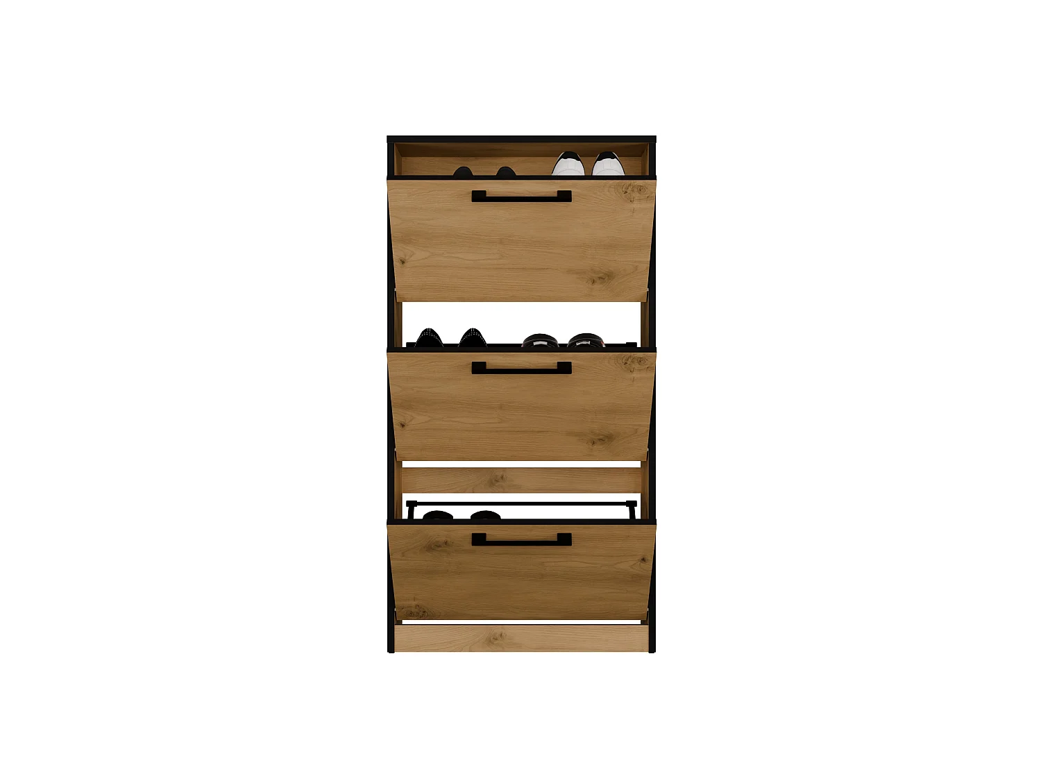 Scarpiera ingresso moderna 60x116x28 cm rovere e nero SCAT3