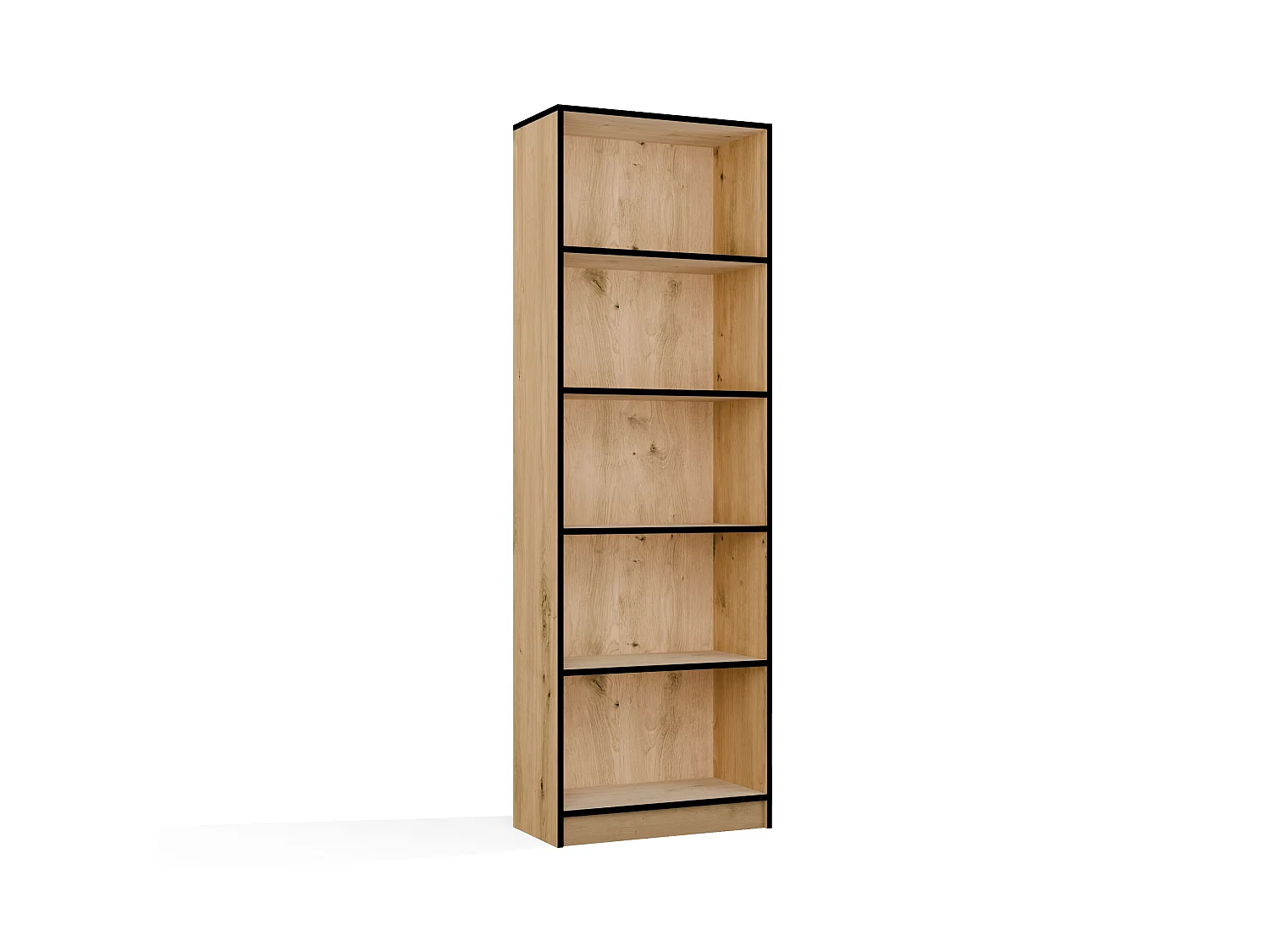 Libreria moderna 60x182x30 cm con ripiani rovere e nero LBT2