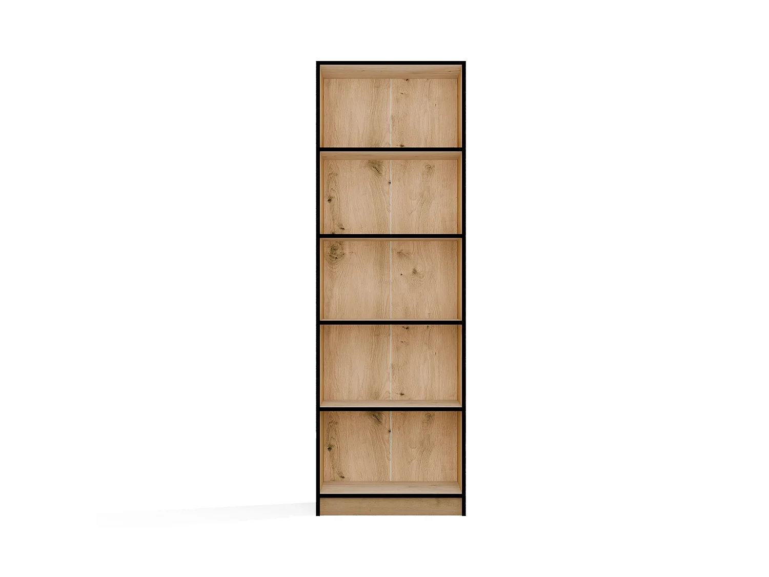 Libreria moderna 60x182x30 cm con ripiani rovere e nero LBT2