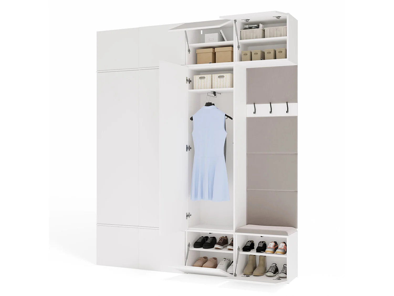 Mobile ingresso guardaroba 200x238 con panca bianco/beige MIT13