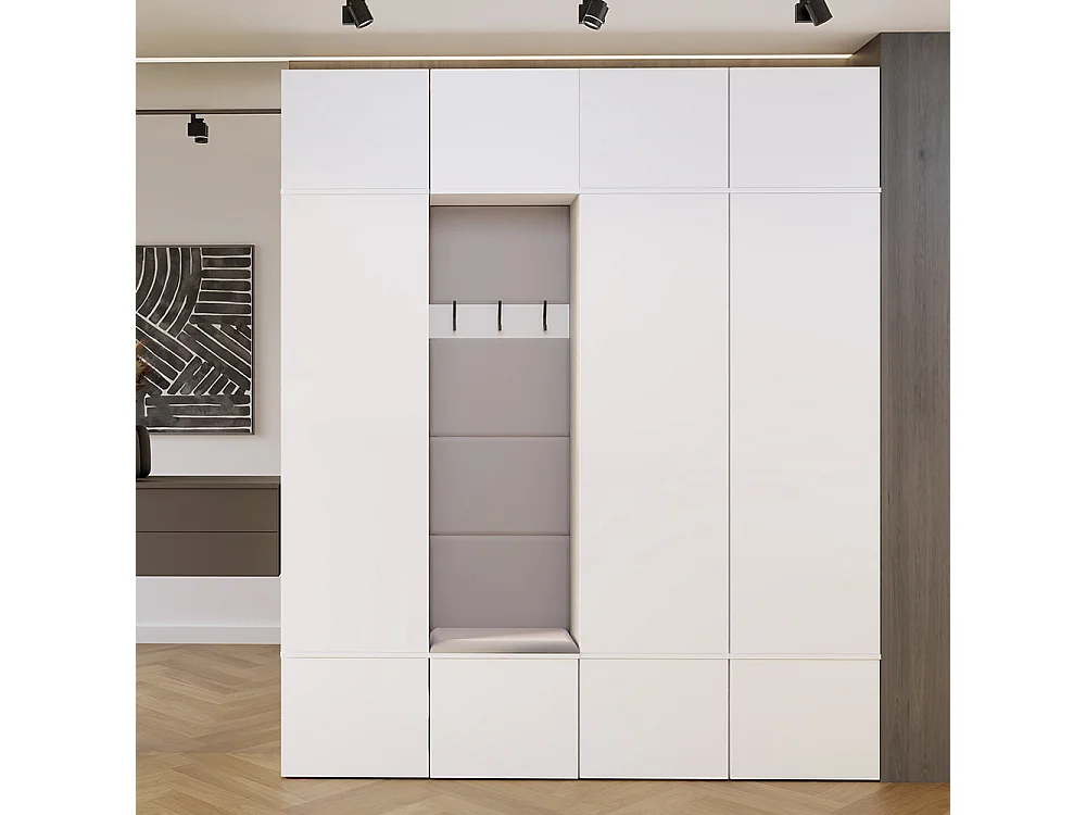 Mobile ingresso guardaroba 200x238 con panca bianco/beige MIT13
