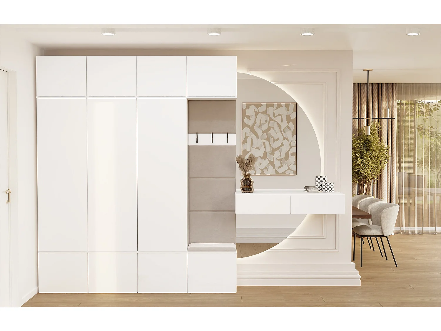 Mobile ingresso guardaroba 200x238 con panca bianco/beige MIT13