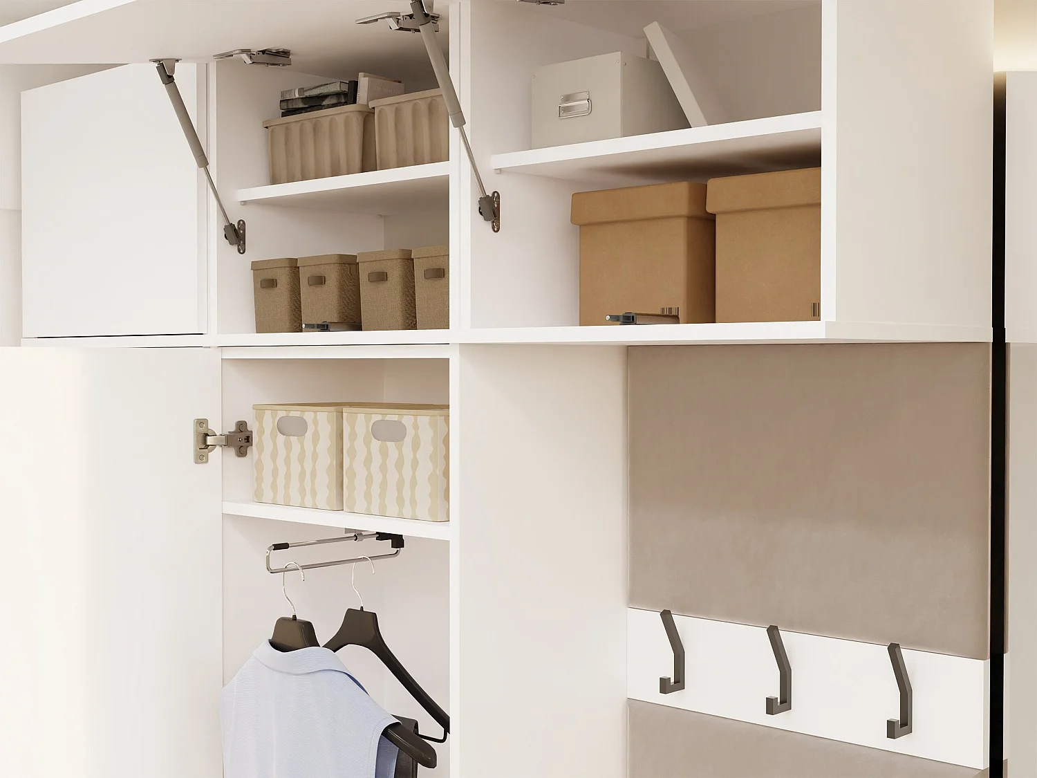 Mobile ingresso guardaroba 200x238 con panca bianco/beige MIT13