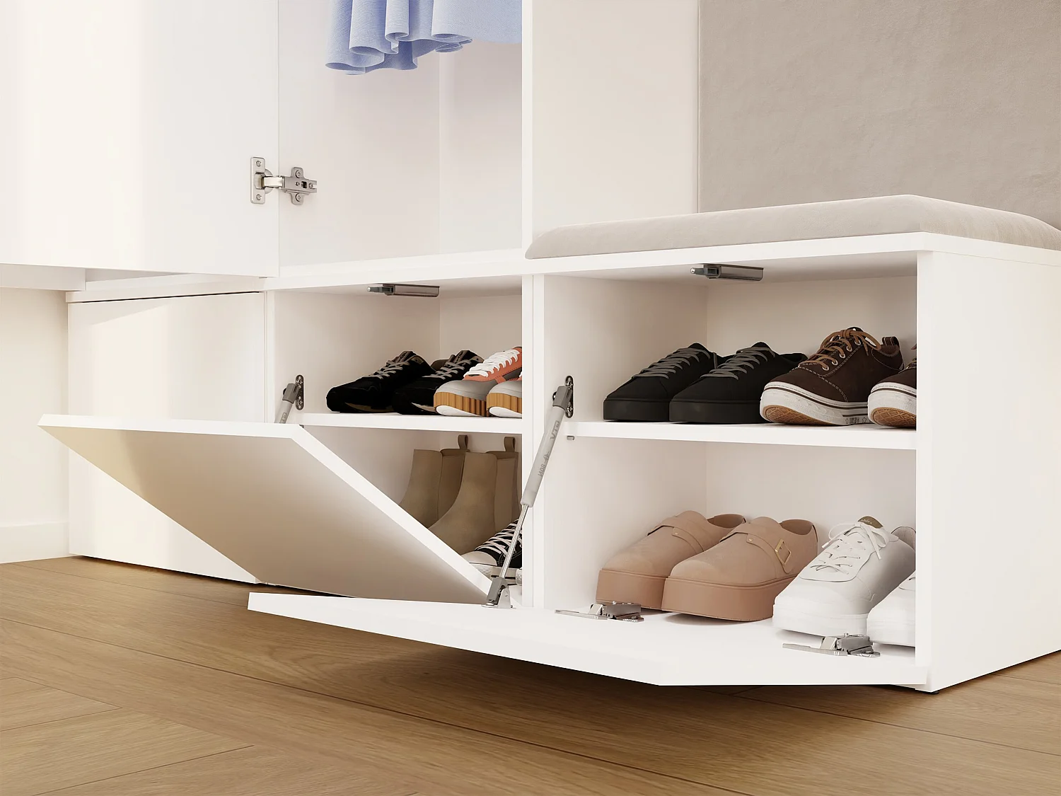 Mobile ingresso guardaroba 200x238 con panca bianco/beige MIT13