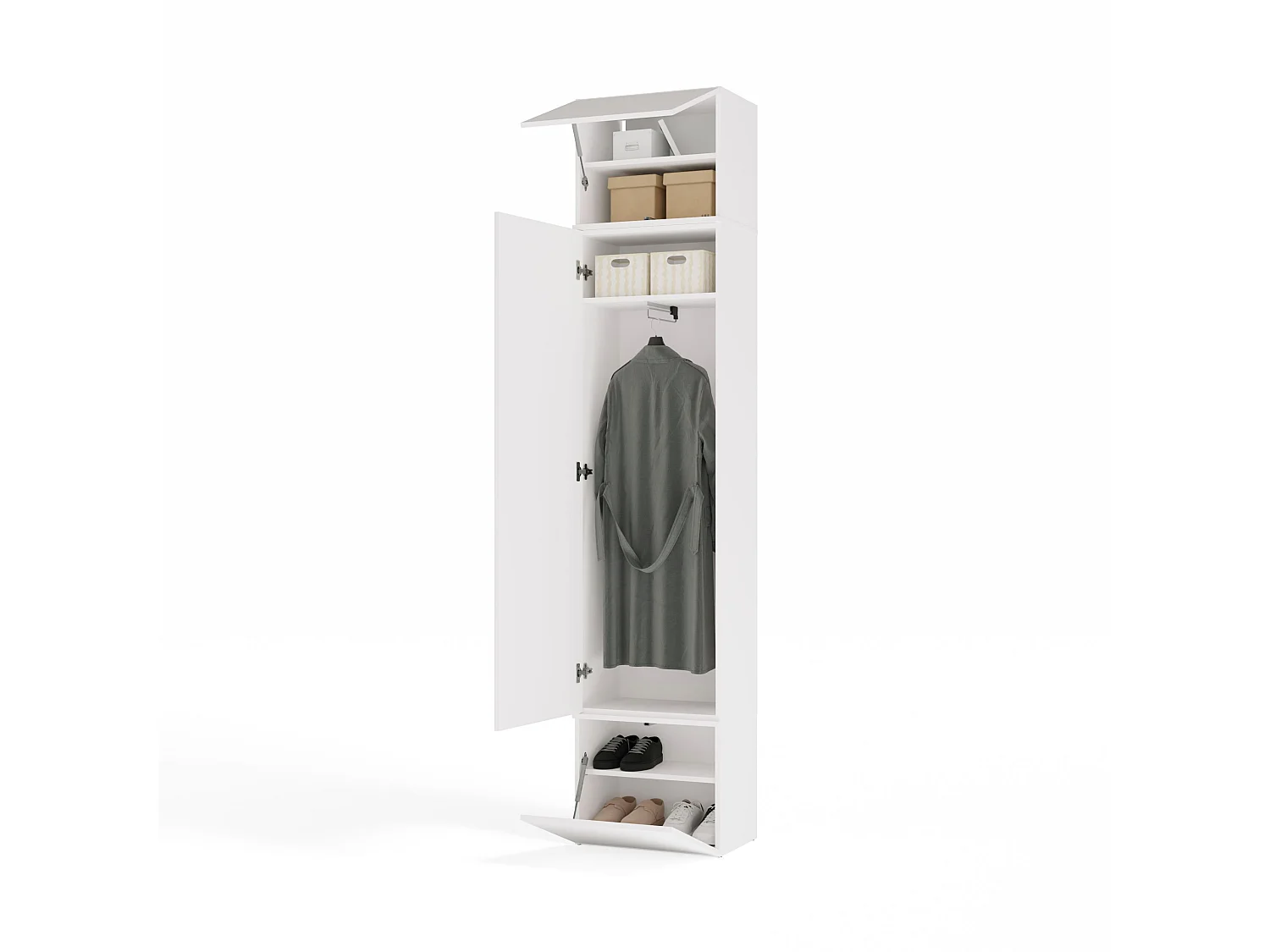 Armadio guardaroba 50x238 cm per ingresso bianco MIT16