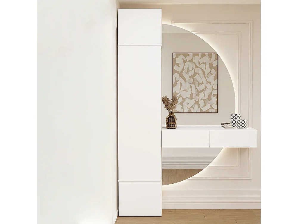 Armadio guardaroba 50x238 cm per ingresso bianco MIT16