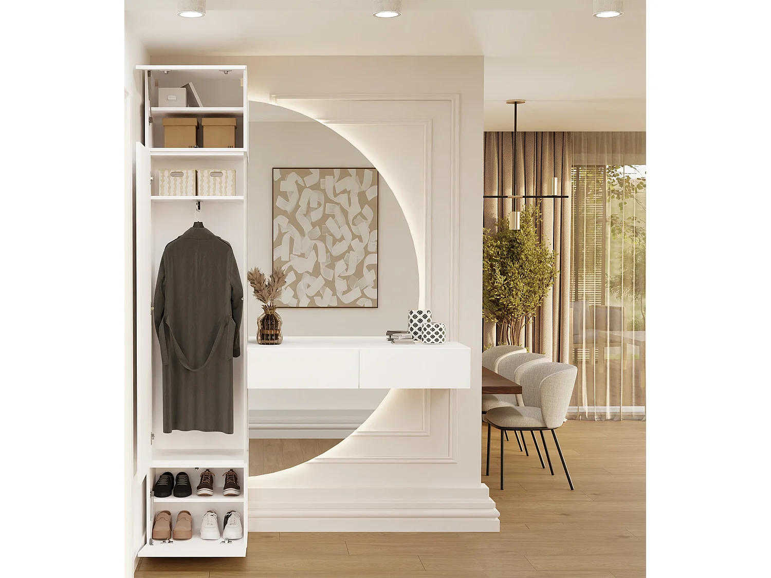 Armadio guardaroba 50x238 cm per ingresso bianco MIT16