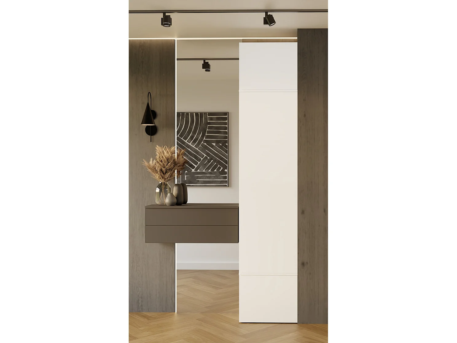 Armadio guardaroba 50x238 cm per ingresso bianco MIT16