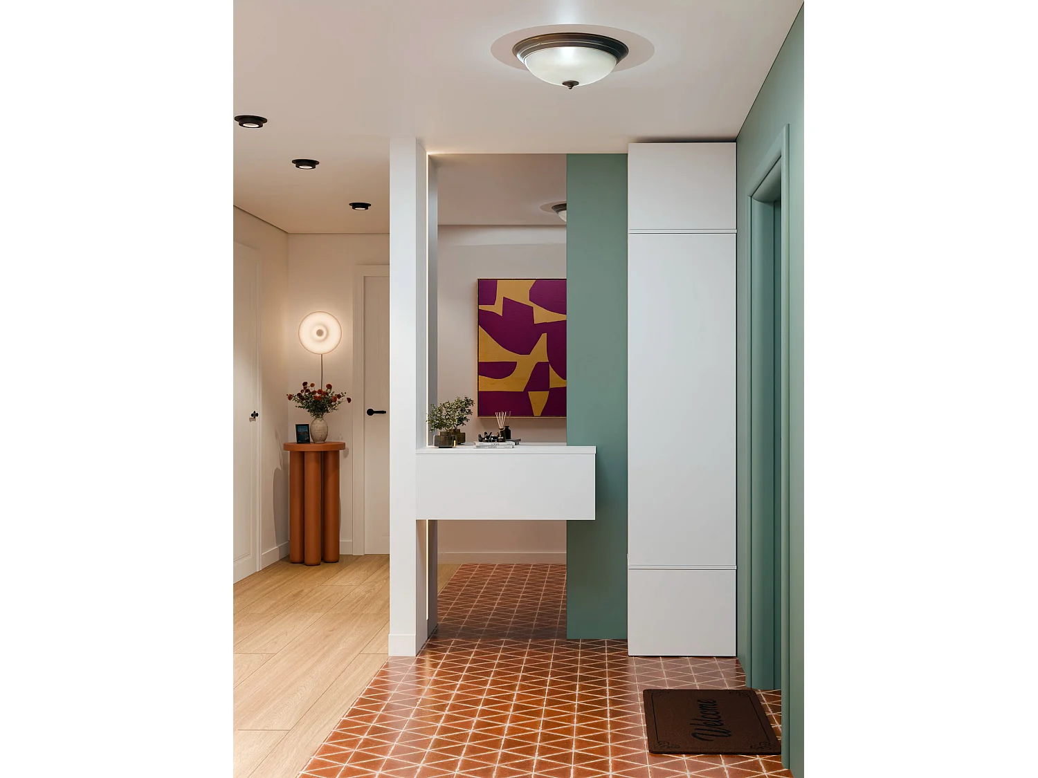 Armadio guardaroba 50x238 cm per ingresso bianco MIT16