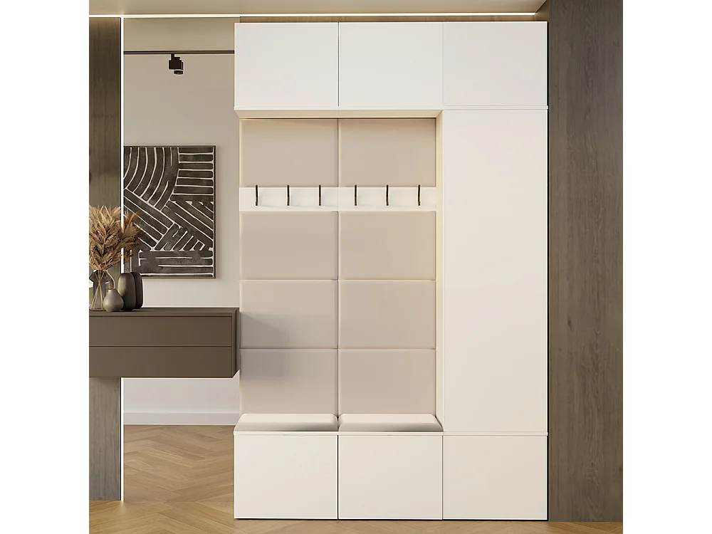Mobile ingresso moderno 150x238 con scarpiera bianco/beige cashmere MIT10