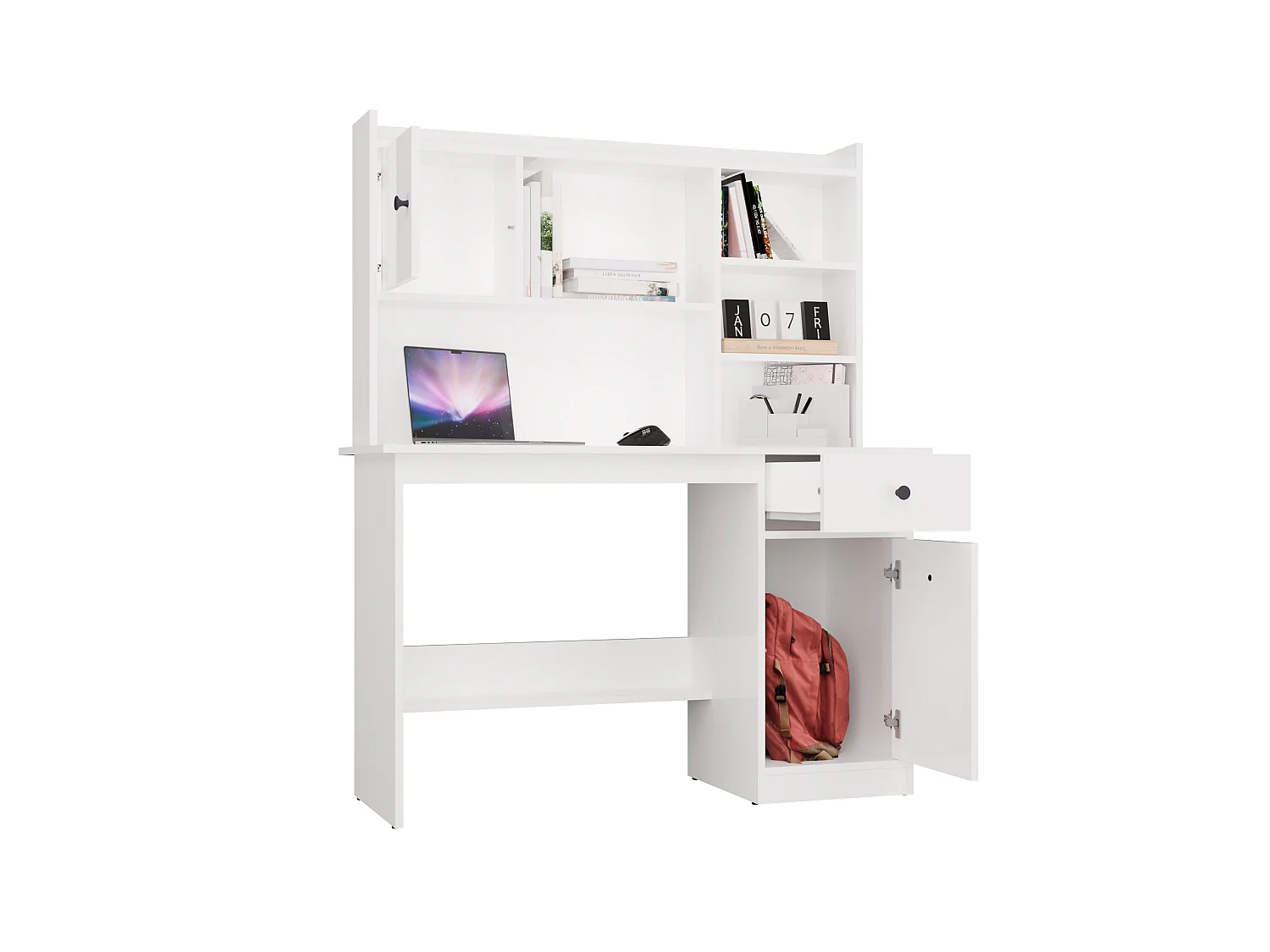 Scrivania moderna 120 cm con libreria bianco SCT22