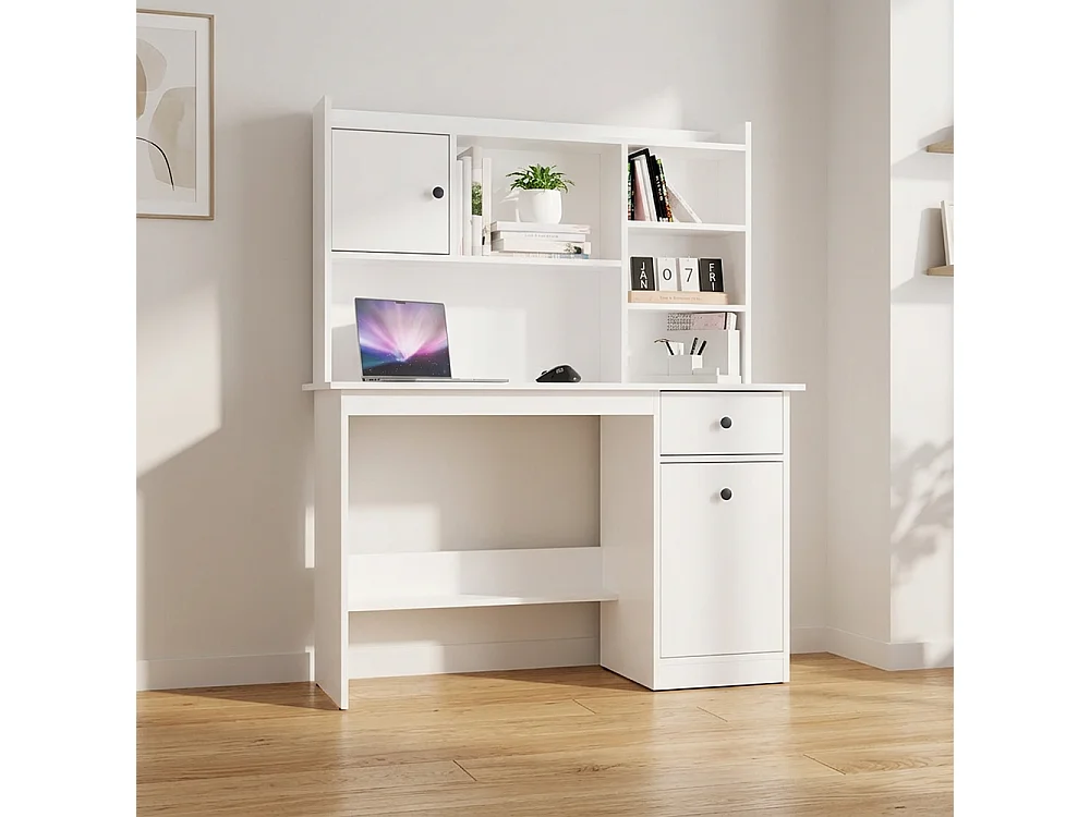 Scrivania moderna 120 cm con libreria bianco SCT22