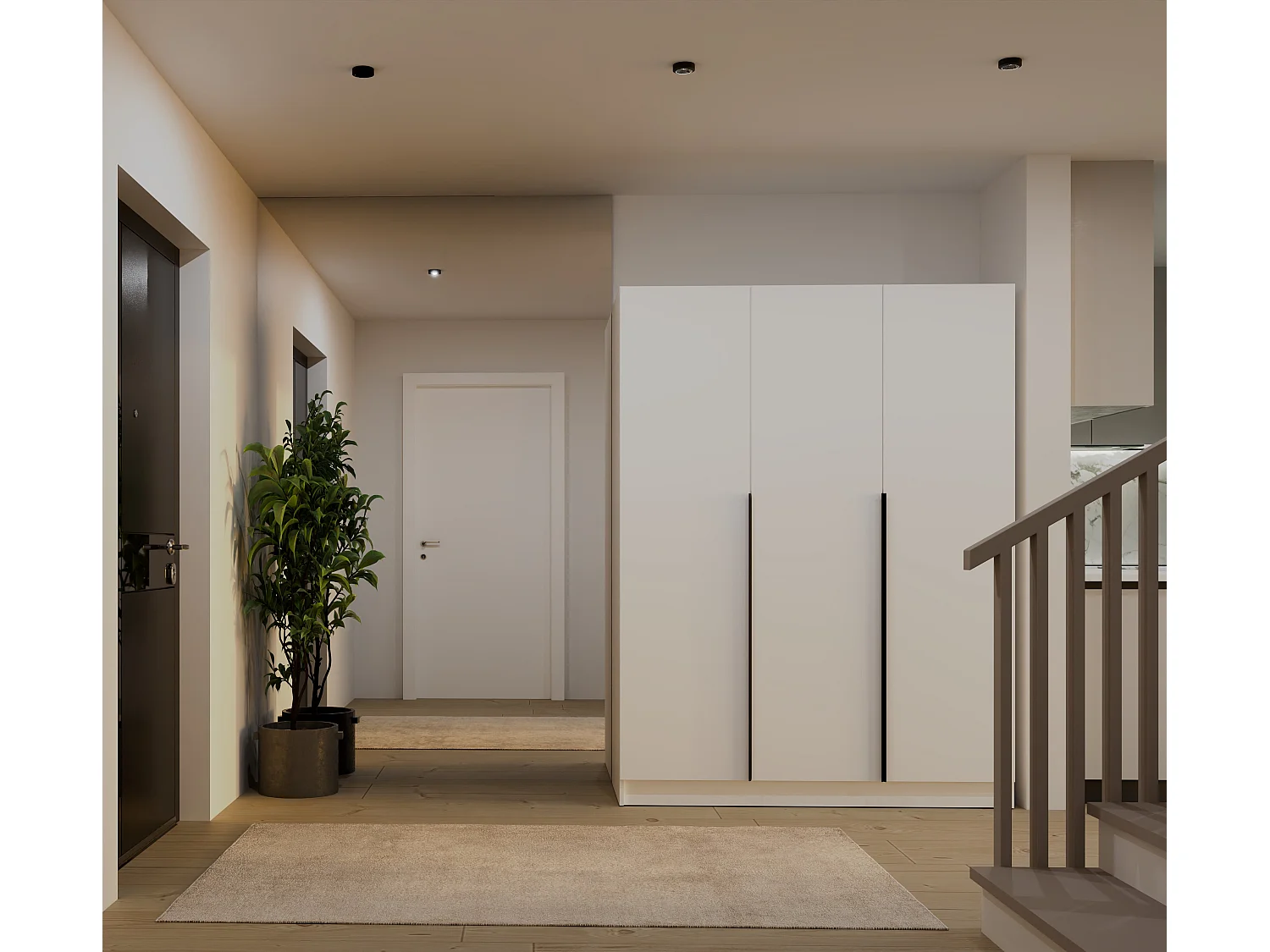 Armadio 3 ante 150x200 cm design elegante bianco opaco AT17