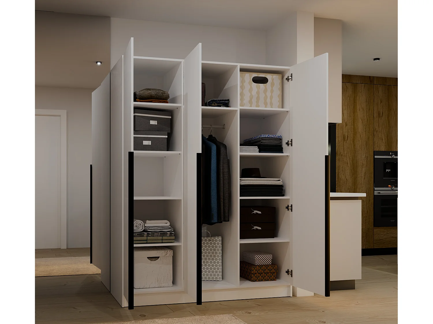 Armadio 3 ante 150x200 cm design elegante bianco opaco AT17
