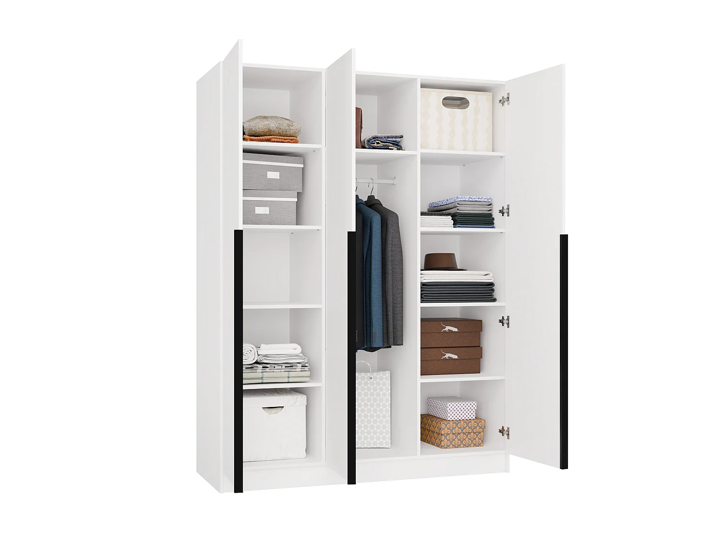 Armadio 3 ante 150x200 cm design elegante bianco opaco AT17