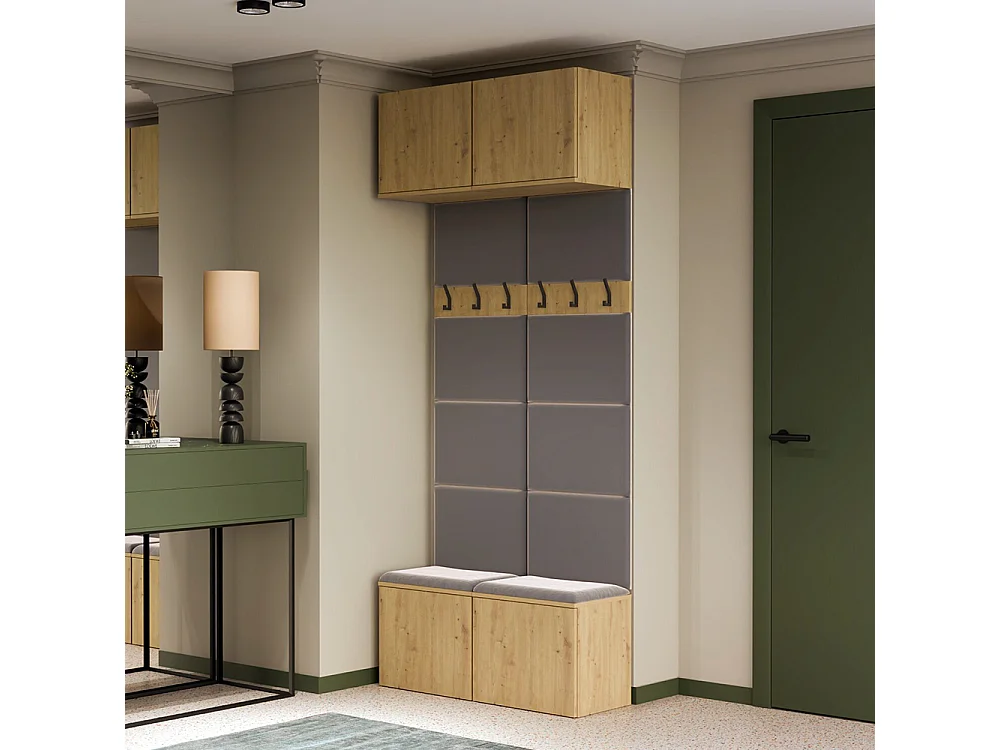 Mobile ingresso appendiabiti 100x238 con panca rovere/grigio MIT14