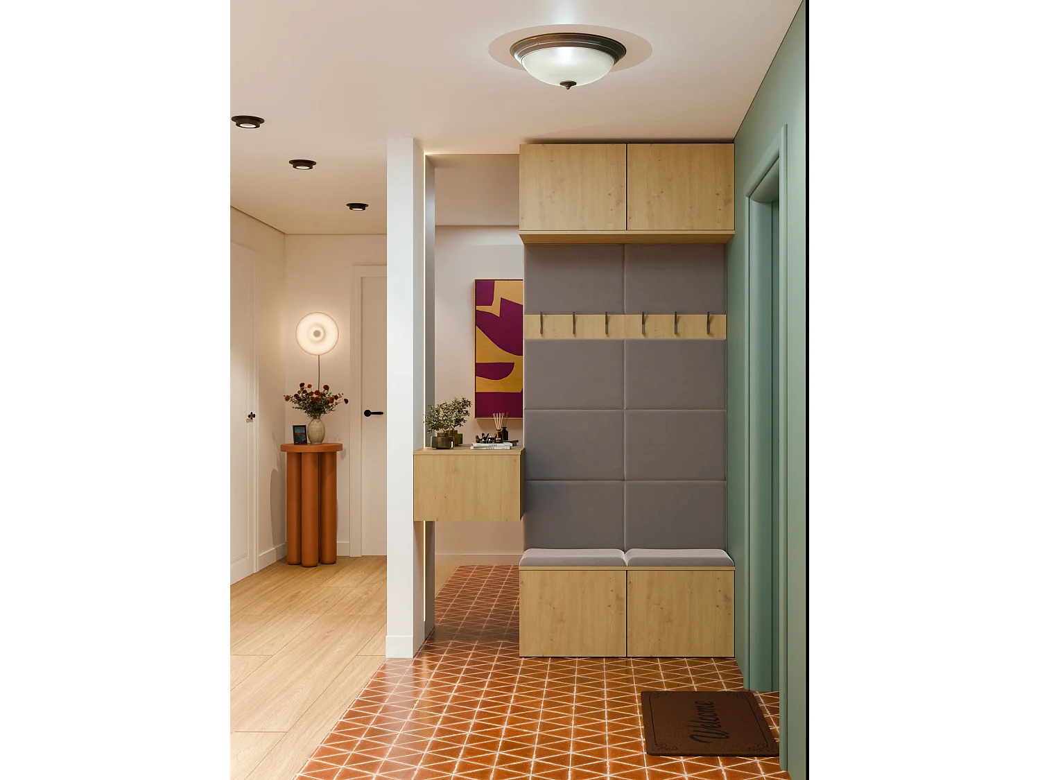 Mobile ingresso appendiabiti 100x238 con panca rovere/grigio MIT14
