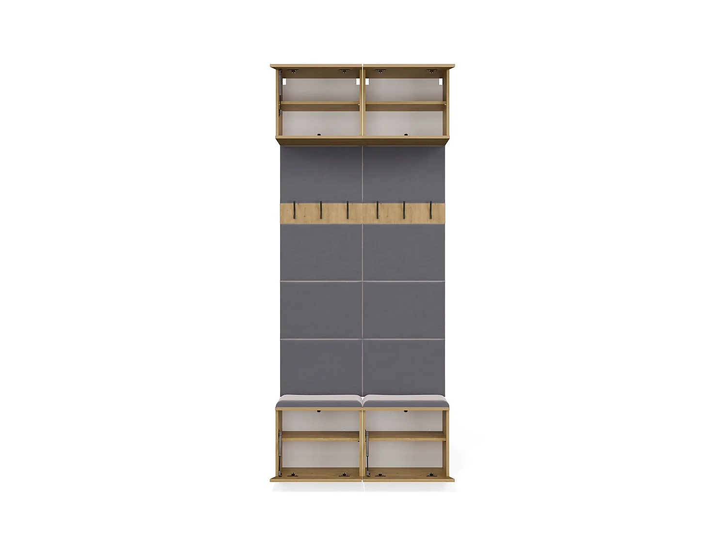 Mobile ingresso appendiabiti 100x238 con panca rovere/grigio MIT14