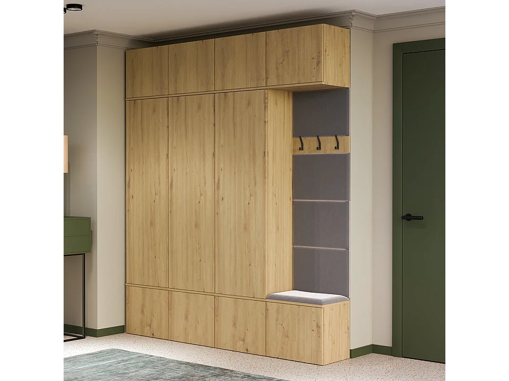 Mobile ingresso guardaroba 200x238 con panca rovere/grigio MIT13