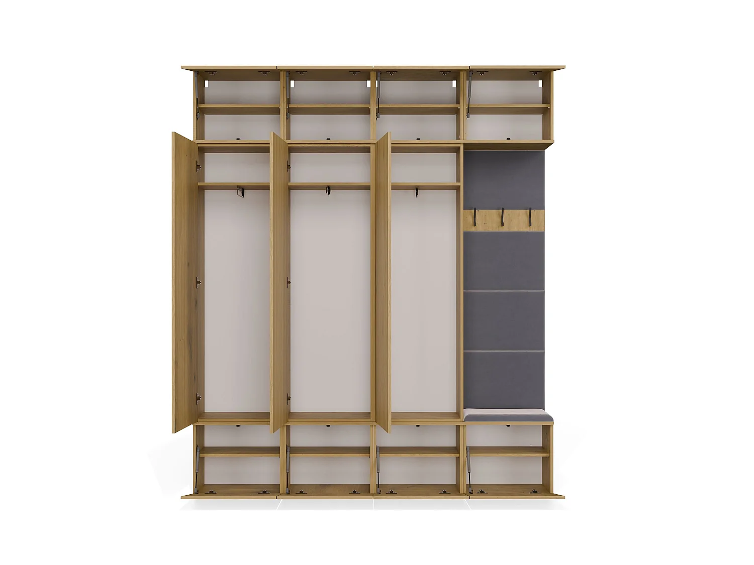 Mobile ingresso guardaroba 200x238 con panca rovere/grigio MIT13
