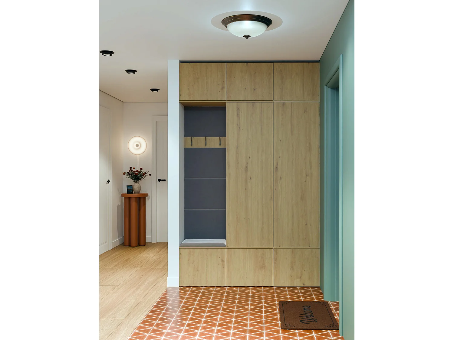Mobile ingresso moderno 150x238 con guardaroba rovere/grigio MIT11