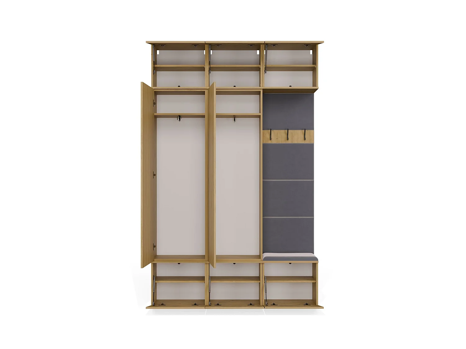 Mobile ingresso moderno 150x238 con guardaroba rovere/grigio MIT11