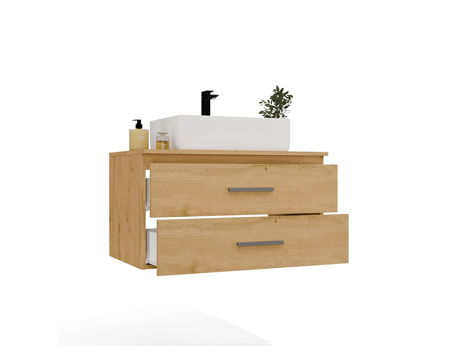 Mobile bagno sospeso 80cm con lavabo d’appoggio rovere MLBT6