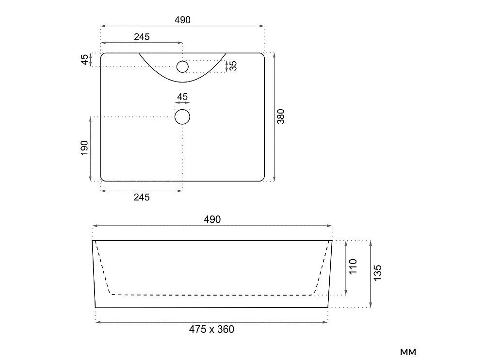 Mobile bagno sospeso 80cm con lavabo d’appoggio rovere MLBT6