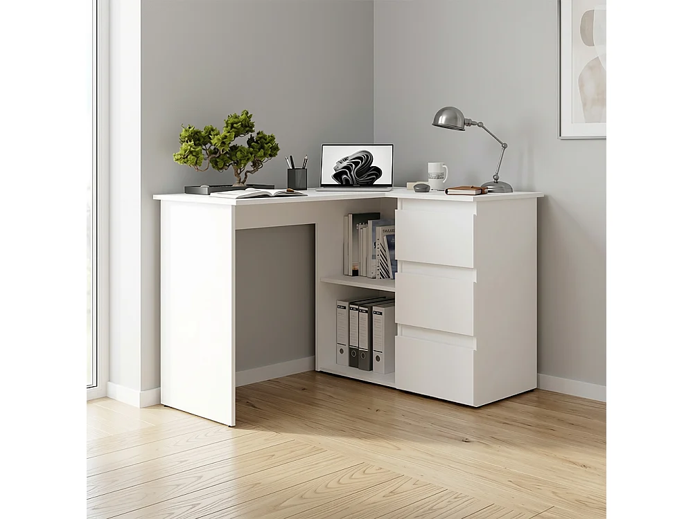 Scrivania angolare con 3 cassetti bianco opaco SCT20