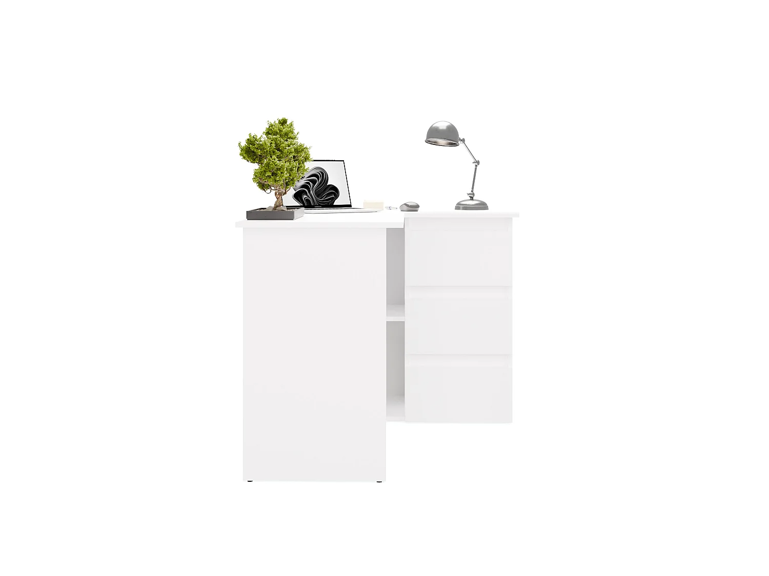 Scrivania angolare con 3 cassetti bianco opaco SCT20