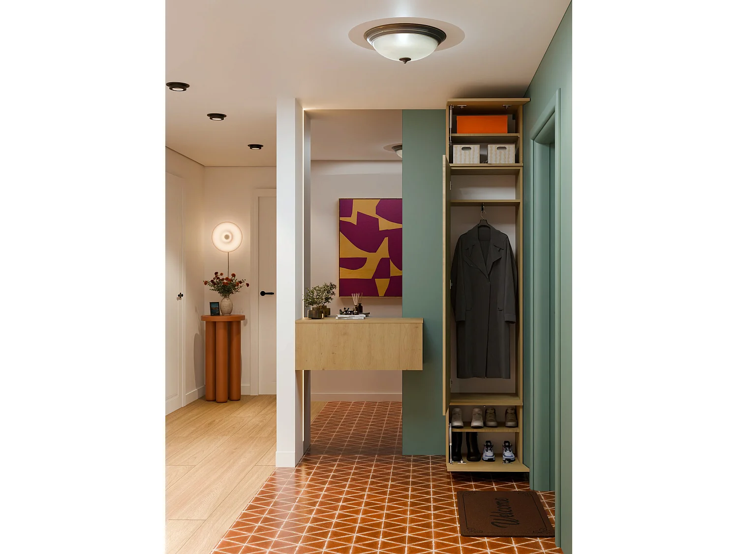 Armadio guardaroba 50x238 cm per ingresso rovere  MIT16