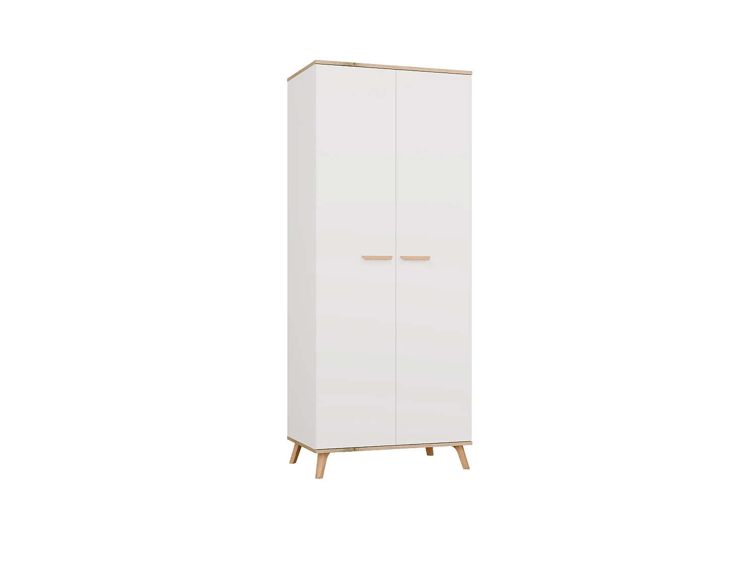 Armadio 2 ante battenti 80x195 cm con ripiani bianco e rovere AT24