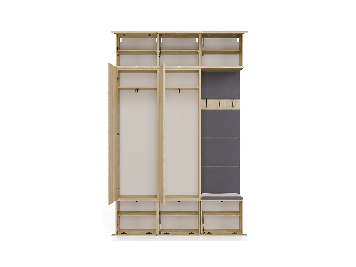 Mobile ingresso moderno 150x238 con guardaroba rovere chiaro/grigio MIT11