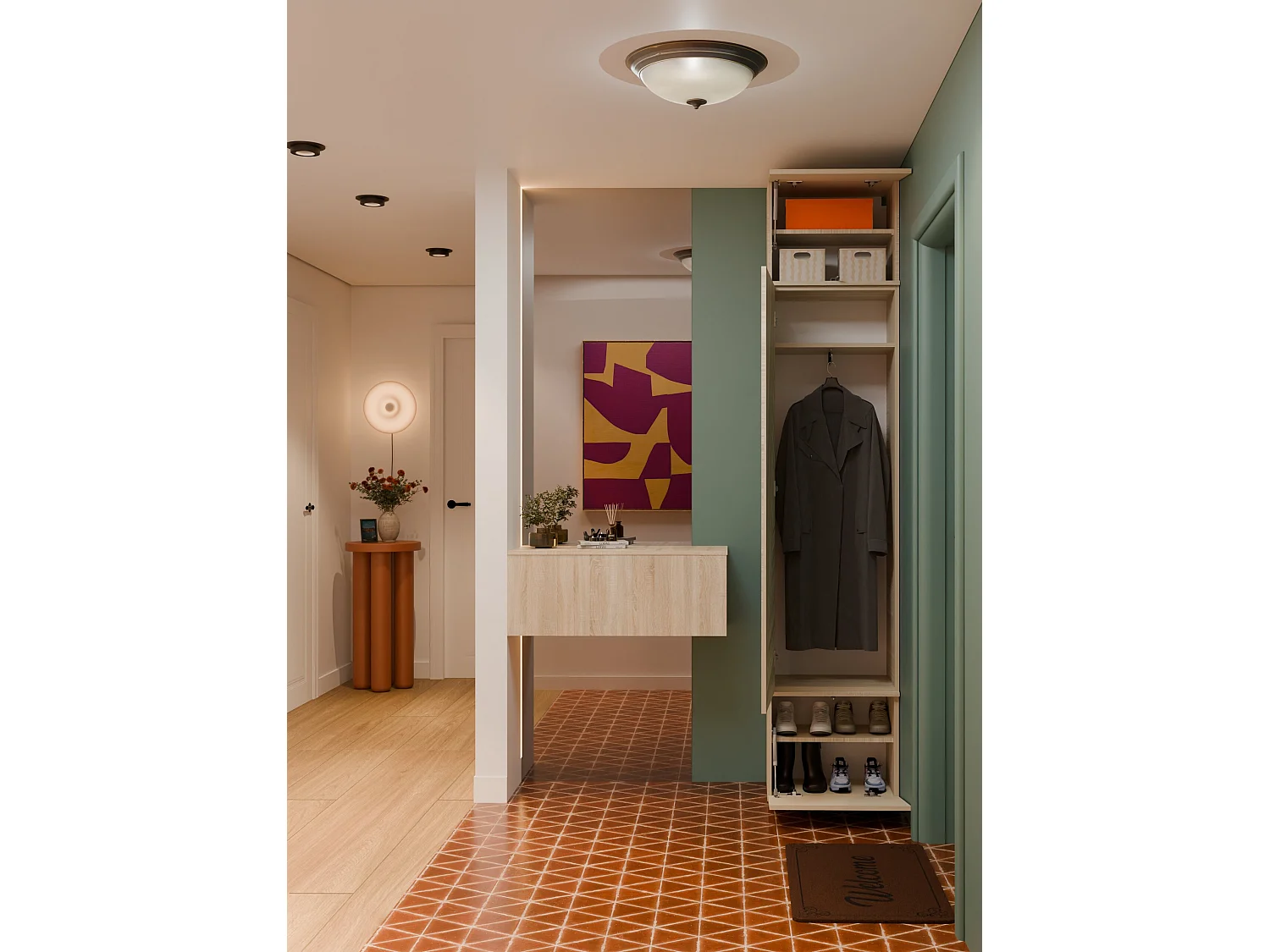 Armadio guardaroba 50x238 cm per ingresso rovere chairo MIT16