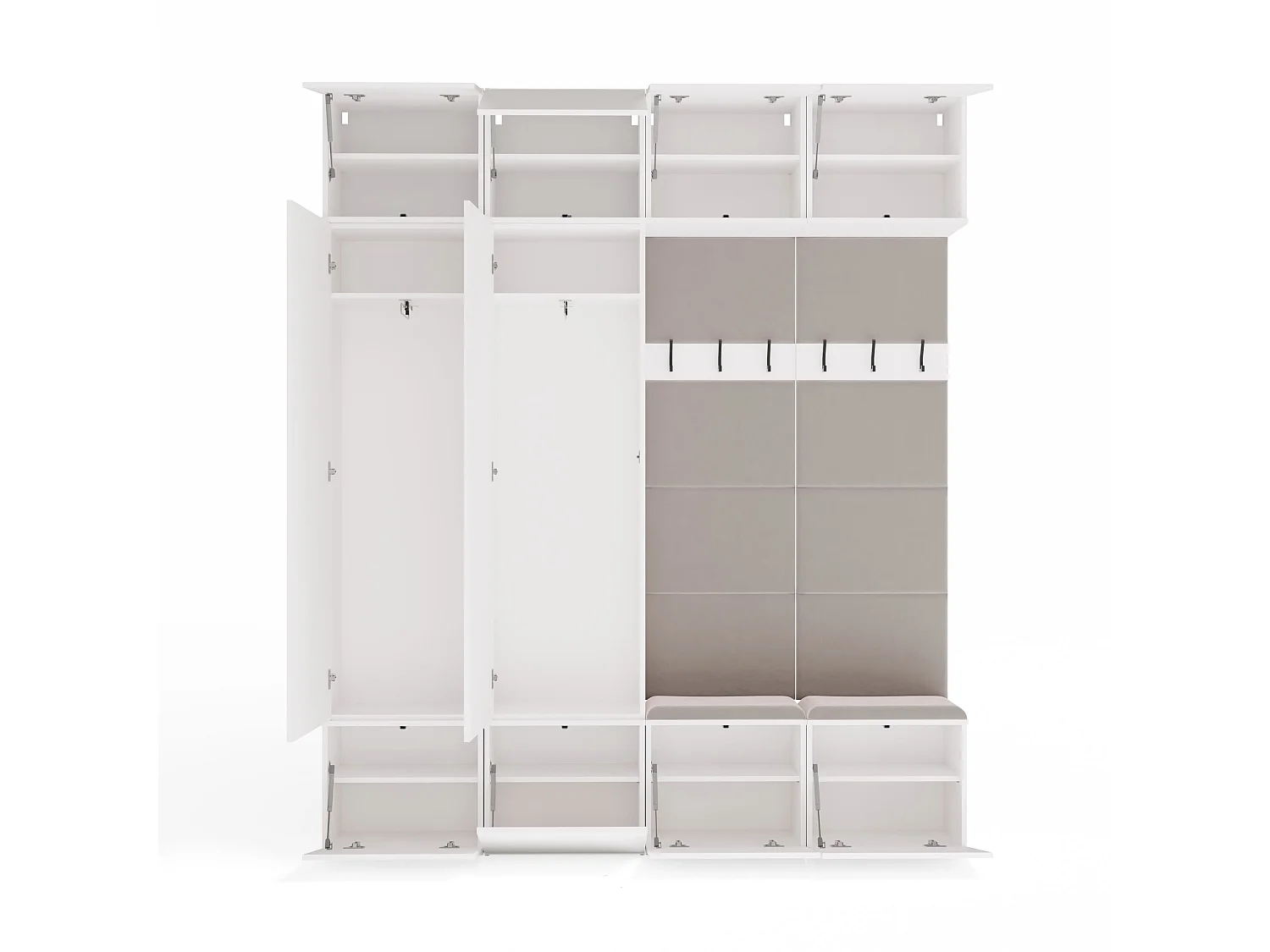 Mobile ingresso 200x238 cm con guardaroba e scarpiera bianco/beige MIT12