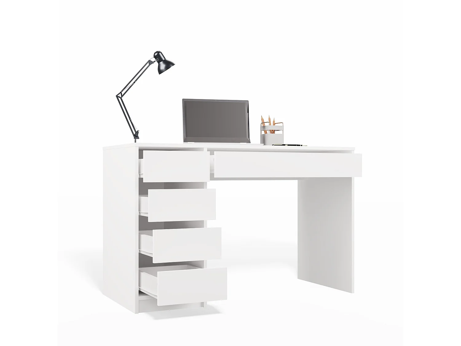 Scrivania moderna 120x76.5 cm con cassetti bianco opaco SCT19