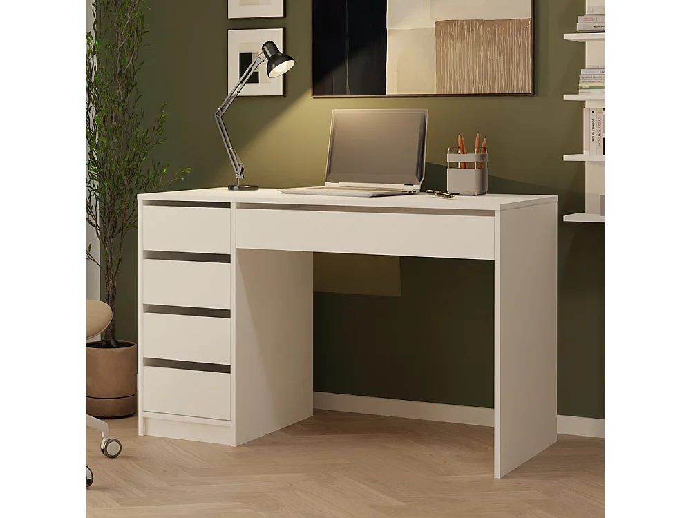 Scrivania moderna 120x76.5 cm con cassetti bianco opaco SCT19
