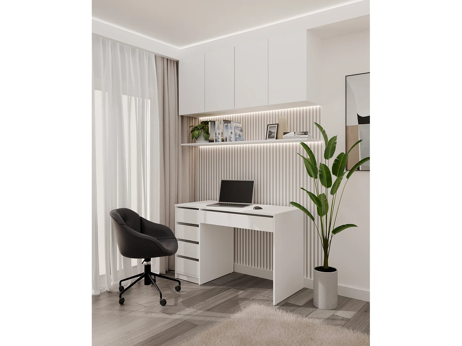 Scrivania moderna 120x76.5 cm con cassetti bianco opaco SCT19