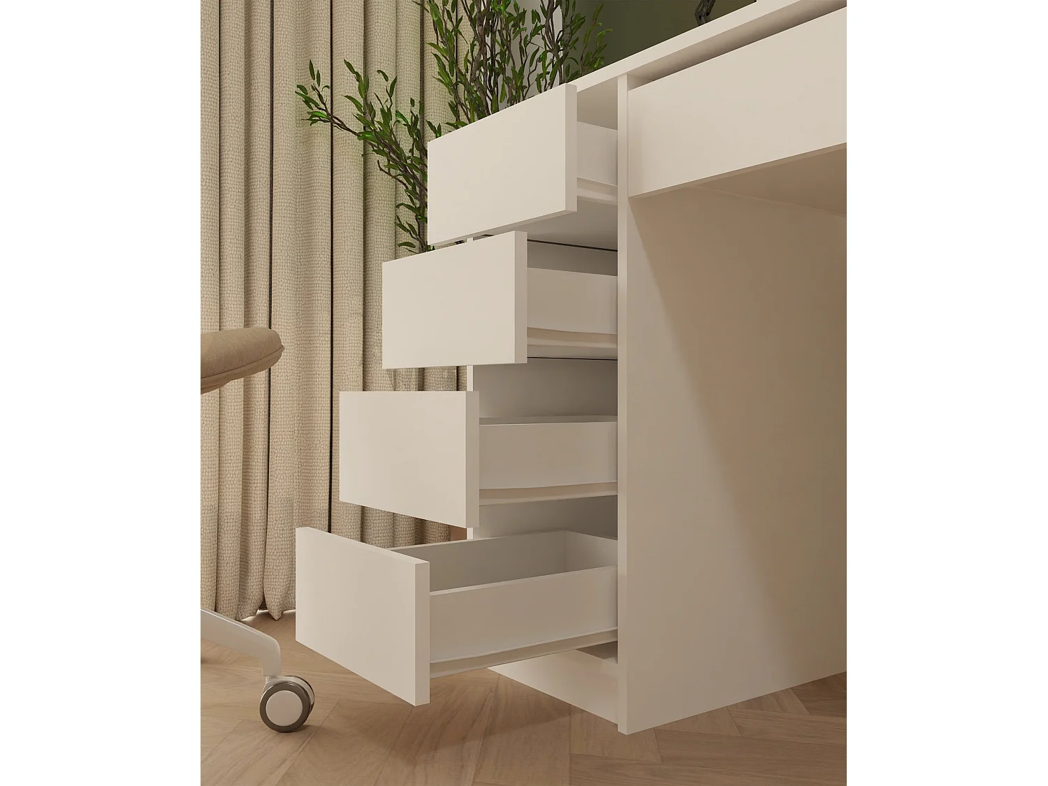 Scrivania moderna 120x76.5 cm con cassetti bianco opaco SCT19