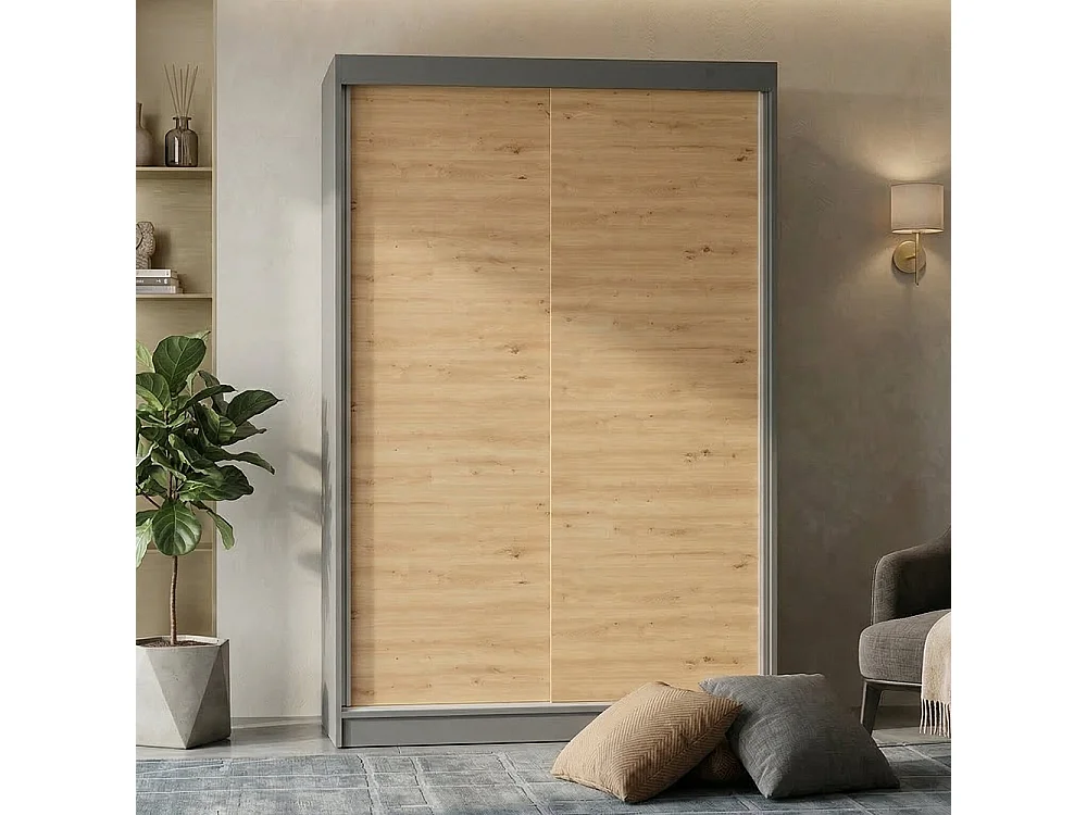 Armadio salvaspazio scorrevole 120x200 cm rovere e antracite AT5