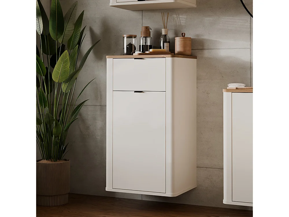 Mobiletto da bagno sospeso 48x83 cm con 2 ante rovere MBT8