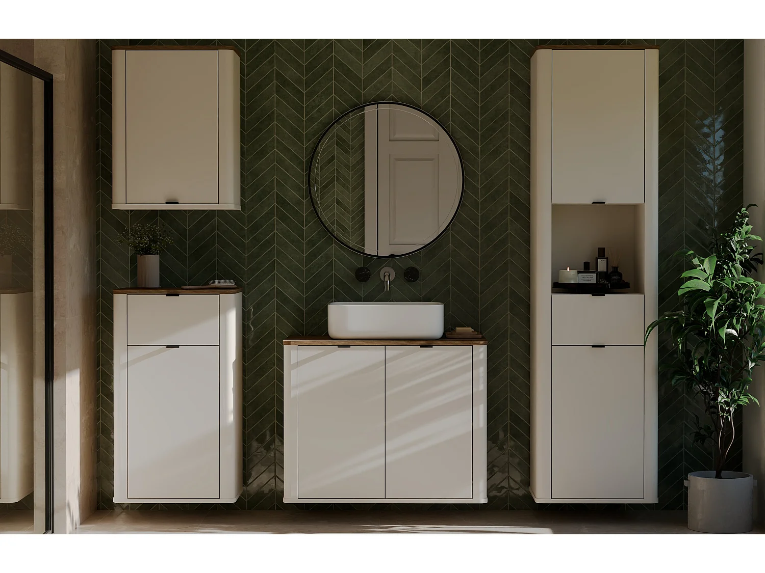 Mobiletto da bagno sospeso 48x83 cm con 2 ante rovere MBT8