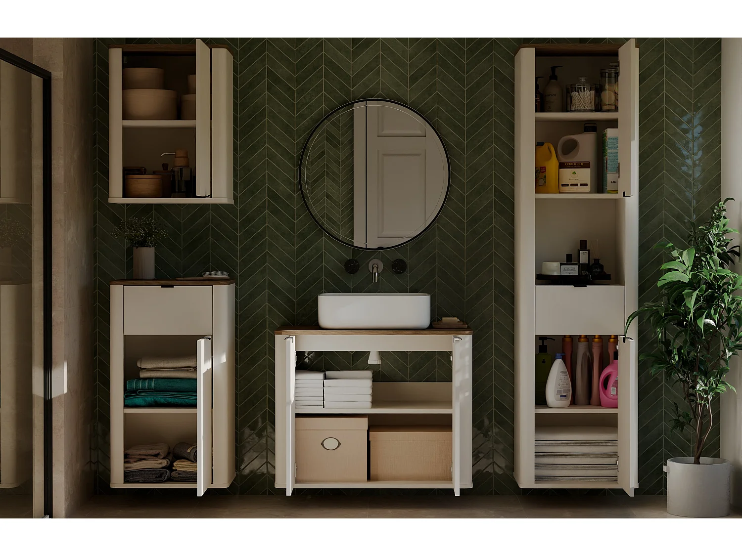 Mobiletto da bagno sospeso 48x83 cm con 2 ante rovere MBT8