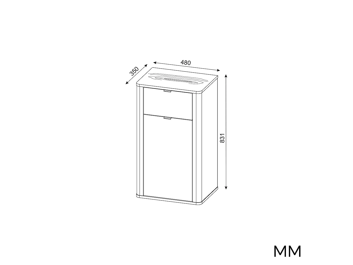 Mobiletto da bagno sospeso 48x83 cm con 2 ante rovere MBT8