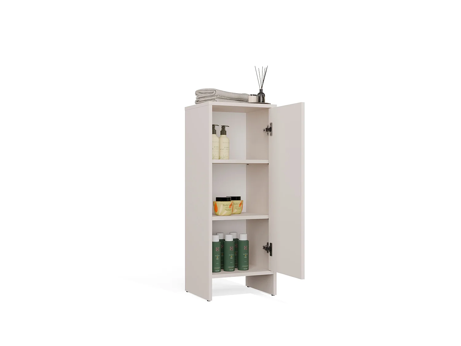 Mobile bagno salvaspazio 35x90 cm con anta e ripiani cashmere MBT3
