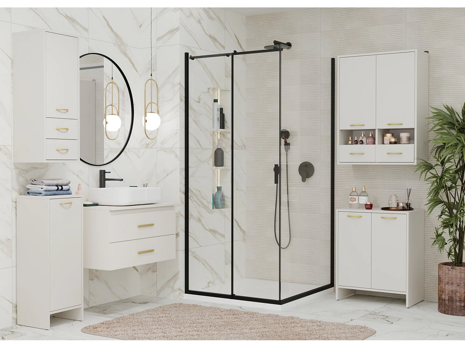 Mobile bagno salvaspazio 35x90 cm con anta e ripiani cashmere MBT3