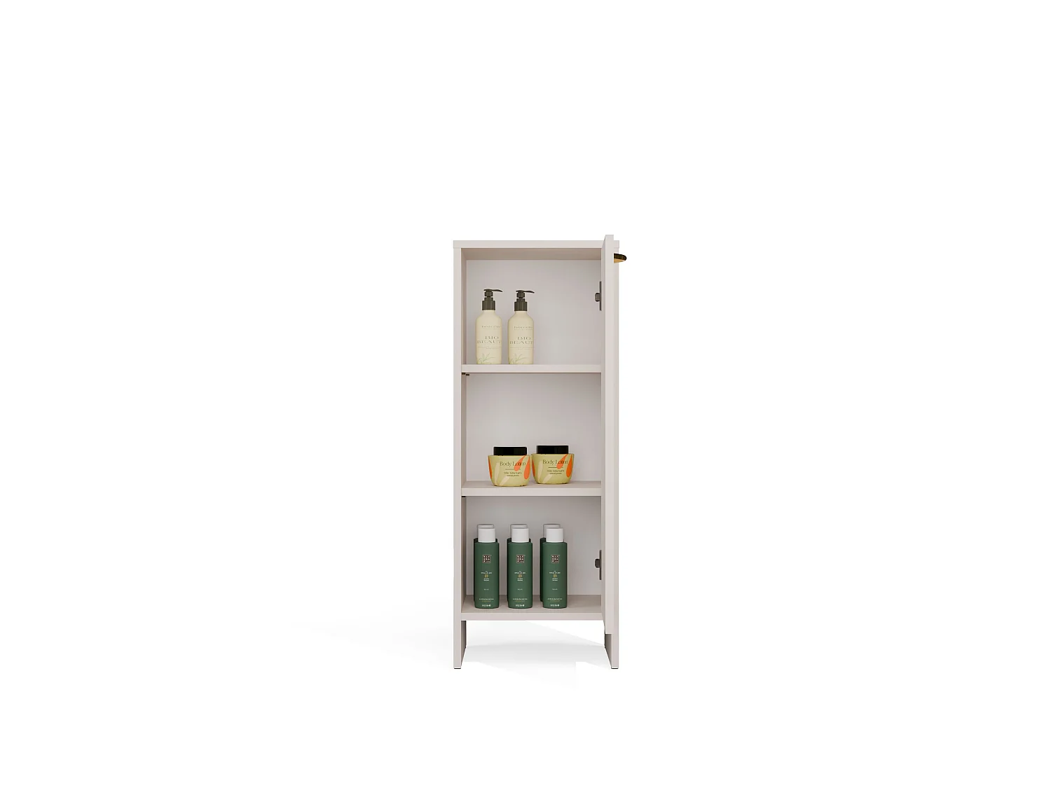 Mobile bagno salvaspazio 35x90 cm con anta e ripiani cashmere MBT3
