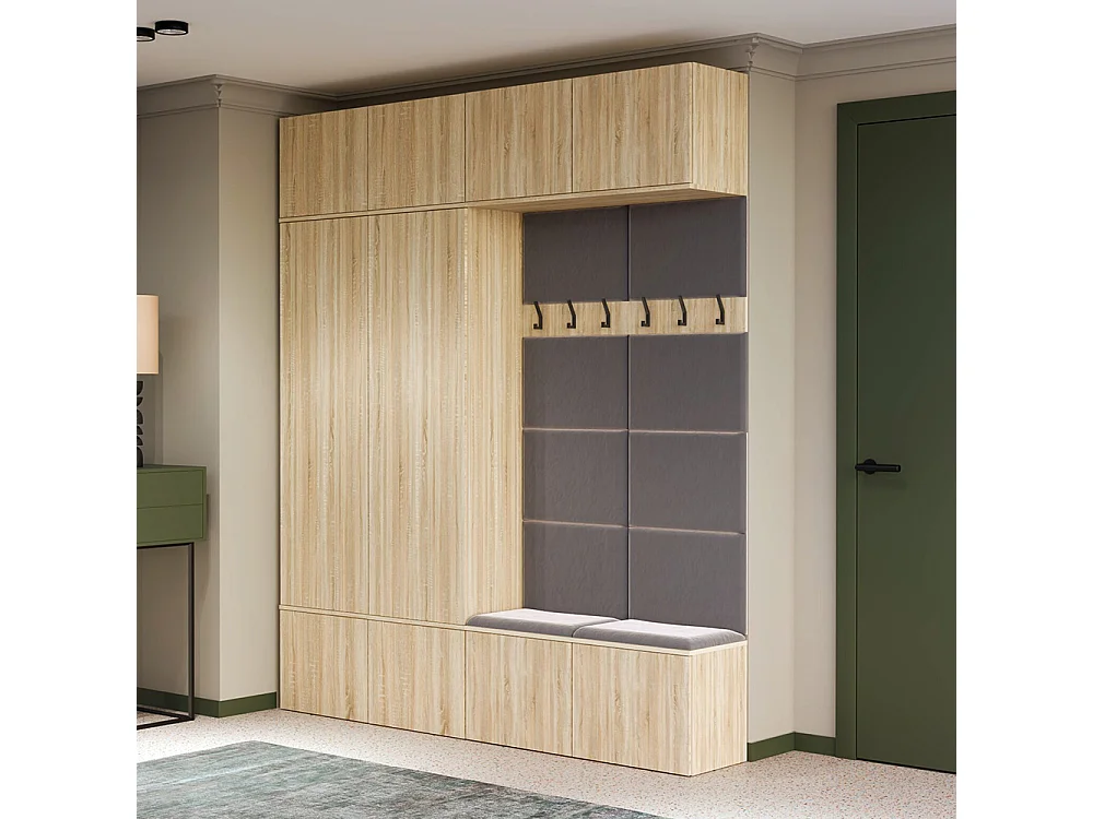 Mobile ingresso 200x238 cm con guardaroba e scarpiera rovere chiaro/grigio MIT12